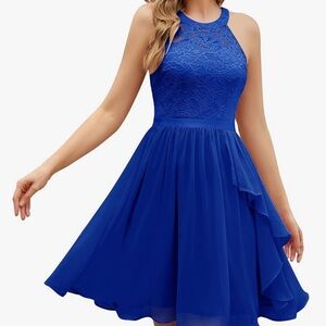 Chic Royal Blue Lace Semiformal Dress: Bridesmaid, Holiday, Homecoming, Dance